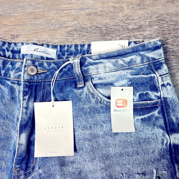 KanCan Acid Wash Distressed Denim Ripped High Waisted Mom Jeans Size 15/31 - Picture 6 of 9